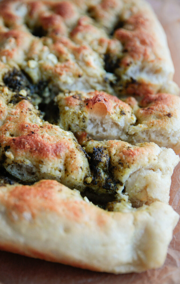 focaccia feta pesto